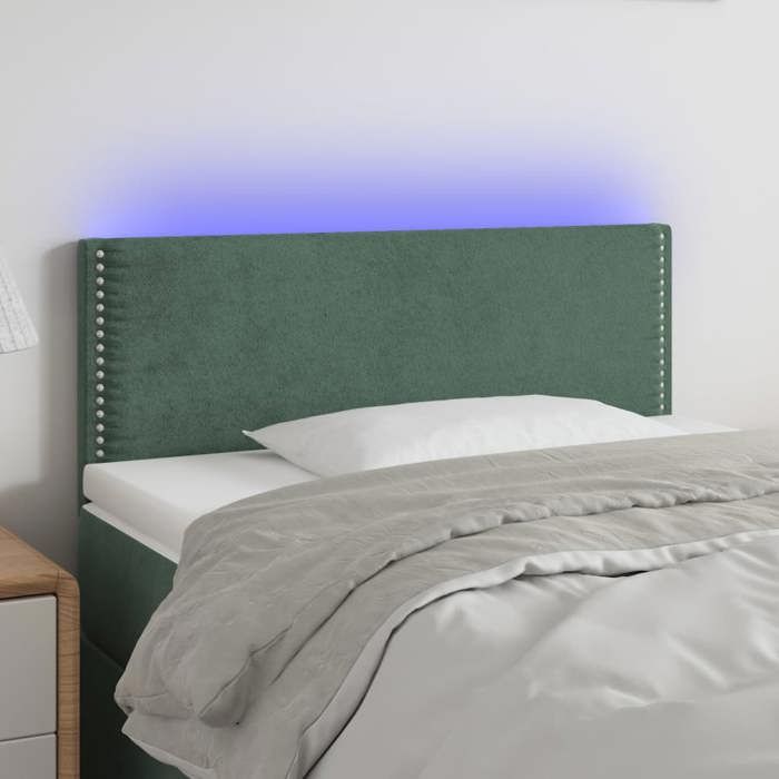 VidaXL Tête de Lit à LED Meuble de Chambre à Coucher Accessoire de Lit Simple Tête de Cadre de Lit Intérieur Vert Foncé 3121511