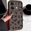 Fashion Black Butterfly Pattern Case For Xiaomi 13T 11T Pro Poco F6 X6 Redmi Note 13 12 11 Pro 10 Frosted Shockproof Soft Silicone Phone Cover