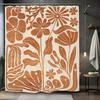 Rustic Brown Floral Plant Shower Curtain Earth Tone Bohemian Style 72x72 Inches