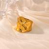 Vintage Wrinkle Texture Rings For Women Men Gold Color Stainless Steel Geometric Open Ring Couple Punk Christmas Jewelry
