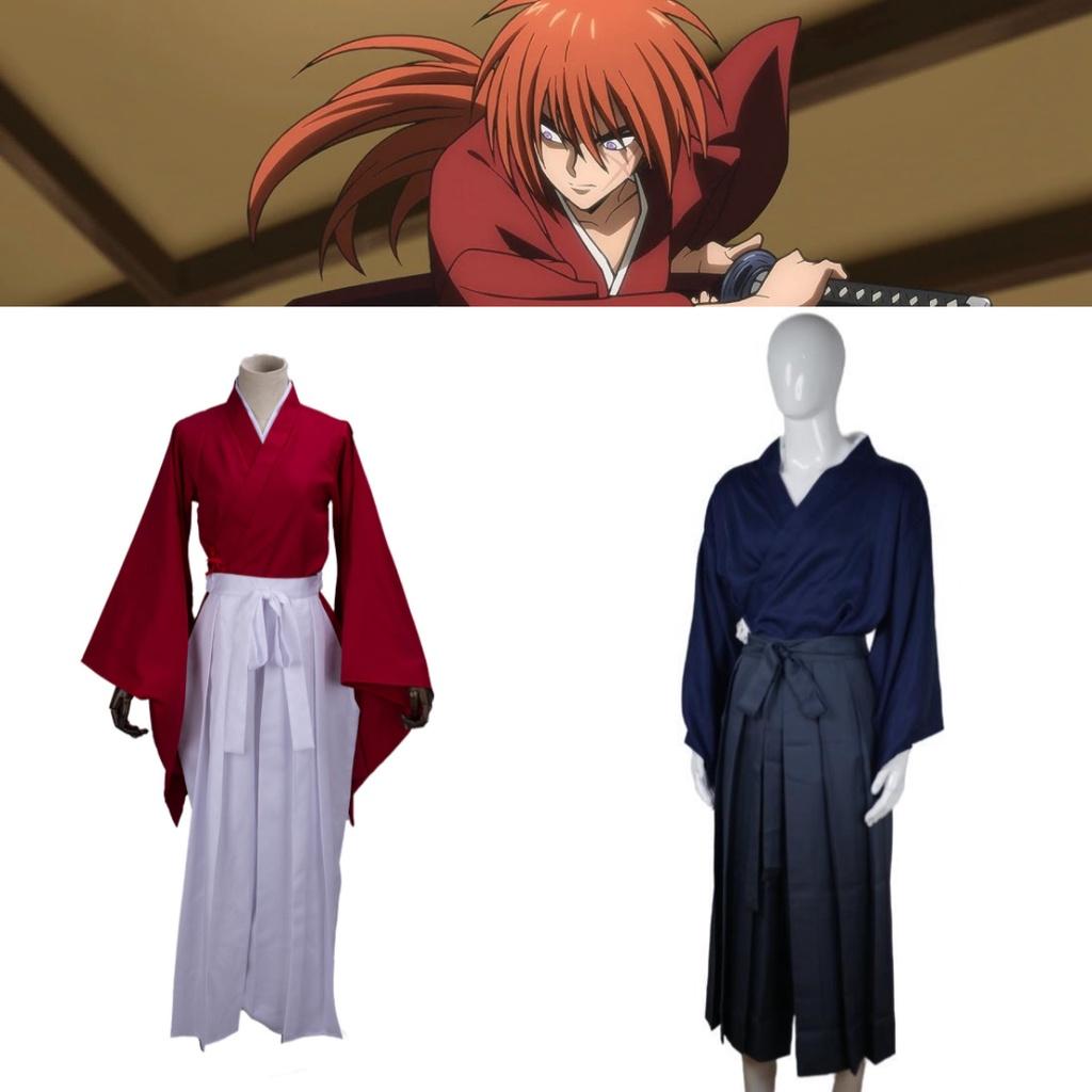 Japanese Samurai Cosplay Outfit Traditional Kimono Style Cotton Fabric Retro Design