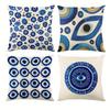 Stylish Blue Evil Eye Pillowcase - Patterned Protective Symbol Print Pillow Cover for Sofa Bedroom Living Room