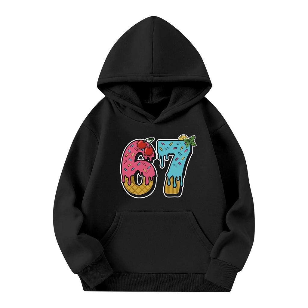 Kinder Langärmeliger Lockerer Pullover Buchstabenbedrucktes Kapuzensweatshirt