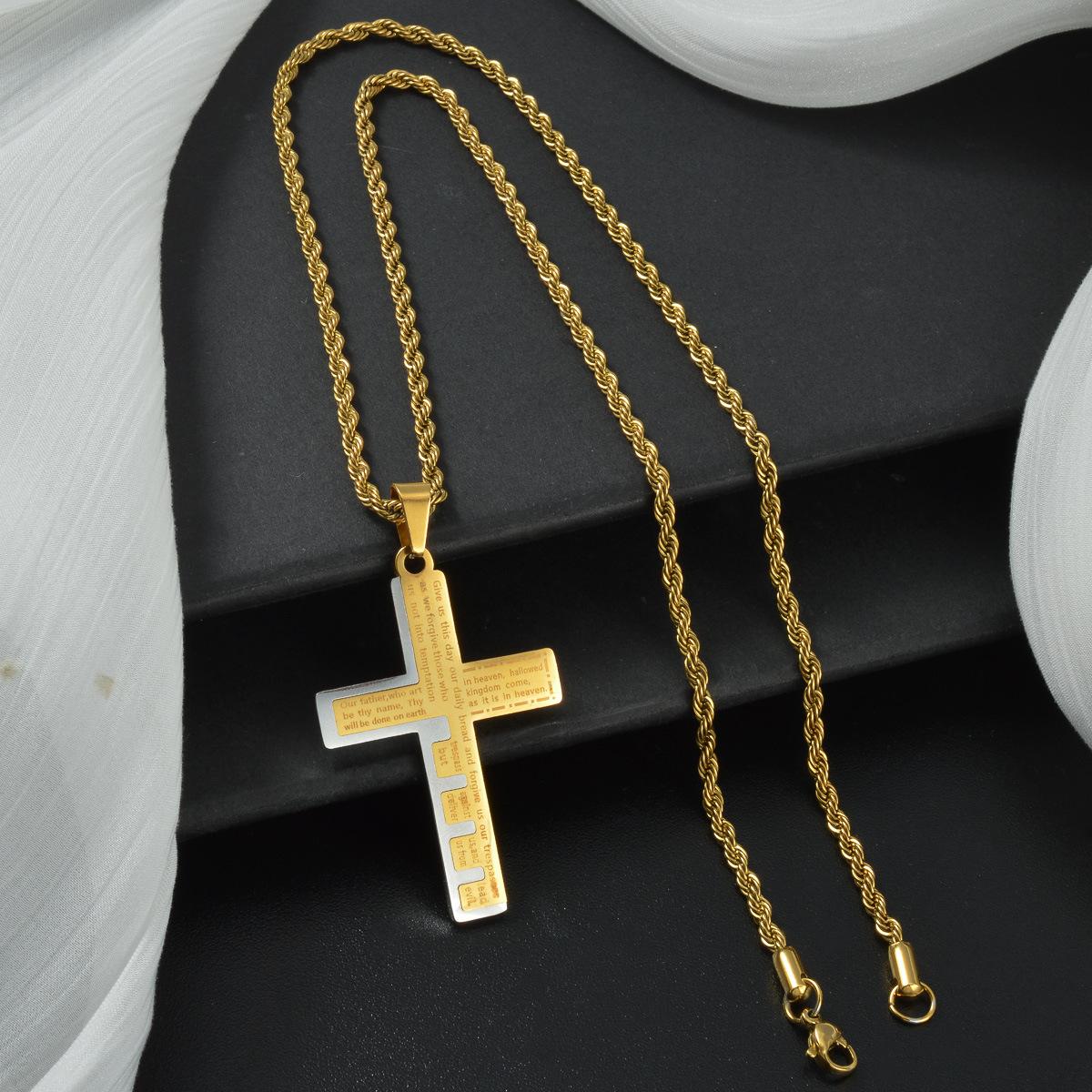 European and American Retro Cross Necklace Men s Niche Literary and Versatile Sweater Chain Pendant 2026 60CM золотой