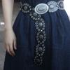 Vintage Cowboy Waistband Jeans Decor Oval PU Hollow Belt Cowgirl Buckle Belt  Dress Decoration