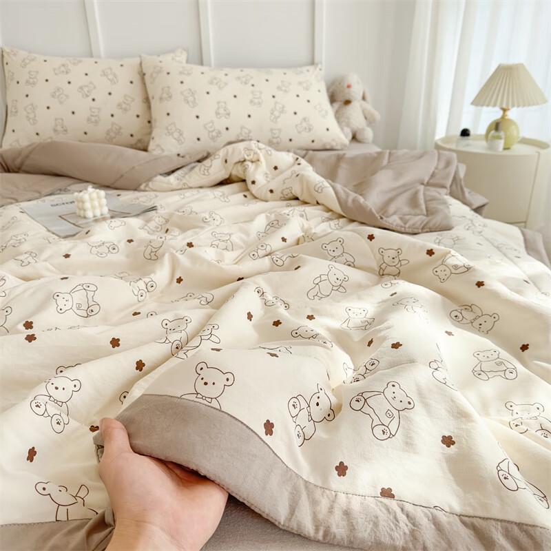 Qixiai Bärenmuster Baumwolle gewaschen Sommerdecke