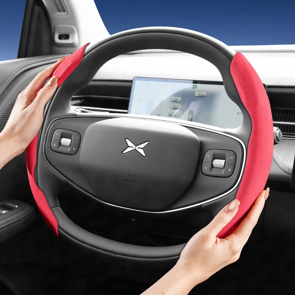 bpzsw1 Suitable for Xpeng Sports Suede Steering Wheel Cover, Split Snap-On Style, Non-Slip and Durable, for Models Such as G6, G9, P7, P7+, X9, G3,