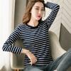 2024 Women's Loose-Fit Striped Long-Sleeve Cotton T-Shirt for Spring & Autumn, Age-Reducing, Plus-Size Slimming Top.