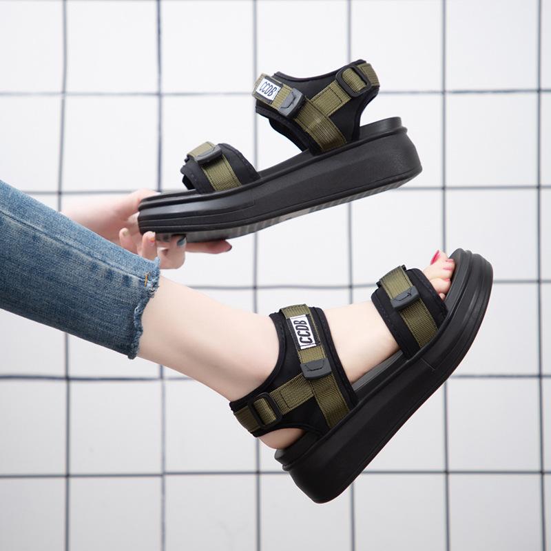 

Sandals women s platform wedge heel Velcro muffin and casual sports women s sandals 40 чёрный
