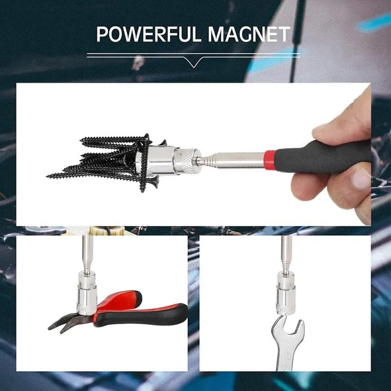 Magnetischer Teleskopstift, tragbares Metallbearbeitungswerkzeug, praktische Magnetkapazität zum Aufnehmen von Muttern und Bolzen, verstellbarer Aufnehmstab
