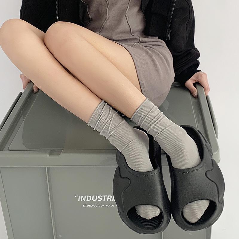 Women's Mid-Calf Ice Socks: Non-Slip, Japanese Style, Pure White for Summer, Spring, and Autumn. Trendy Street Style Over-the-Knee Design.