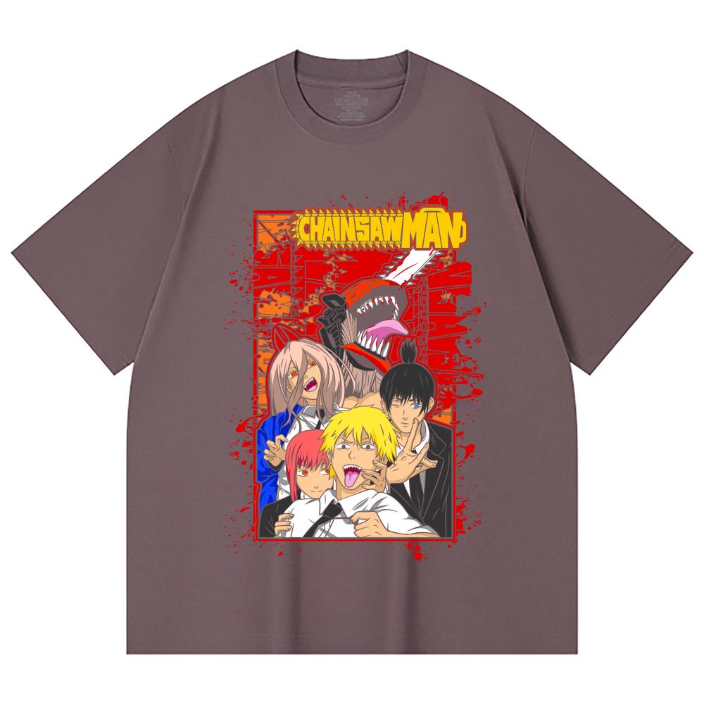 230 Gsm 100% Cotton Chainsaw Man V26 Print Unisex Heavy Cotton T Shirt