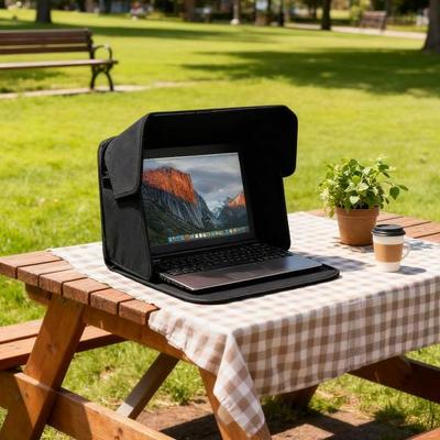 Outdoor Laptop Sonnenschutz Leicht Faltbar Laptop Bildschirm Sichtschutzhaube Tragbar Oxford-Gewebe Außen Computer Sonnenschutz Abdeckung