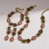Flower Heart Cameo Jewelry Set Zinc Zinc Alloy Retro Emboss Earrings Vintage Necklace Set  Birthday Gift