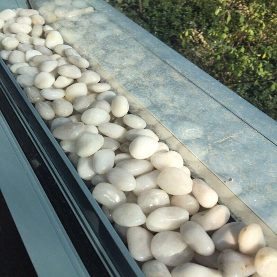 Polished White Natural Pebble Stones for Hydroponics, Fish Tanks, Landscaping, and Balcony Decor