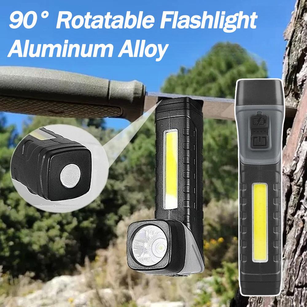 Bright Rechargeable LED Flashlight Camping Work Torch Rotatable Head With 5 Lighting Mode With Magnet Waterproof Emergency Light