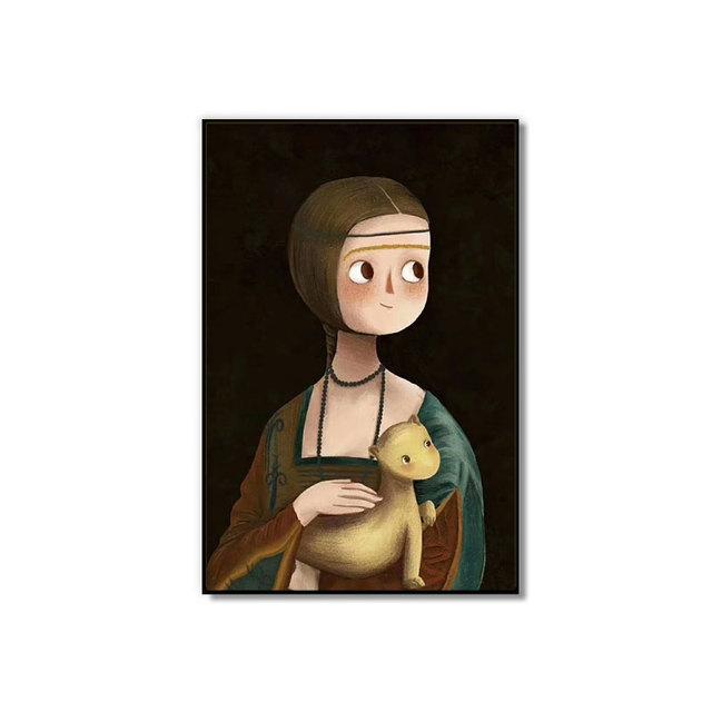 Dipinto di fama mondiale Monna Lisa Pittura decorativa Van Gogh Personaggio dei cartoni animati Poster artistico Stampe murali per la camera da letto della casa dei bambini