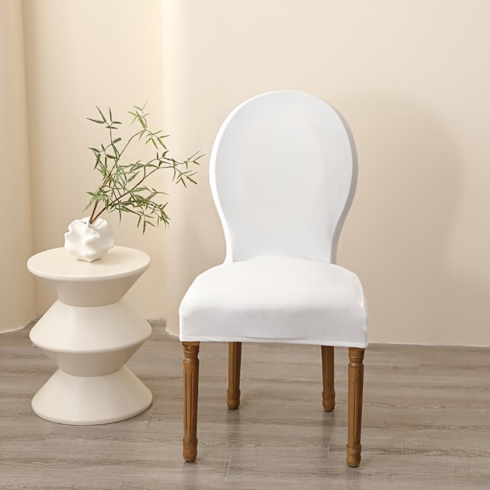 Thickened Velvet Round Back Dining Chair Cover Solid Color Protective Seat Case Hotel