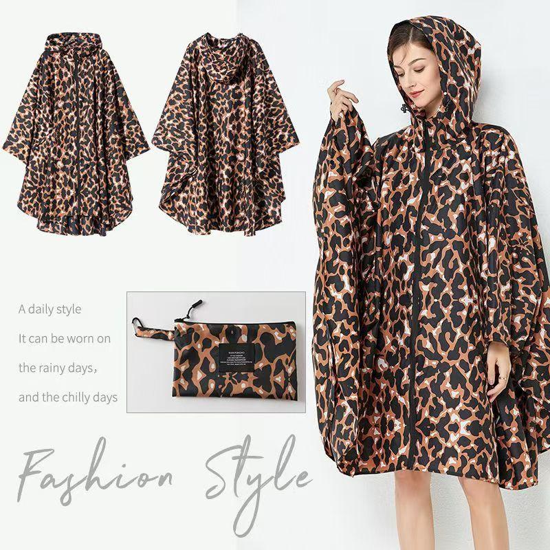 Mode Große Größe Frauen Leopard Regenmantel Leichte Regen Mantel Poncho Damen Wasserdicht Mantel Regenmäntel Erwachsene Winddicht Regenbekleidung