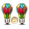 Stained Glass Light Bulb 4W St64 Led Light Bulb Painted Glass E26 Base Mosaic Night Lamp Home Decor Romantic Festive Atmosphere