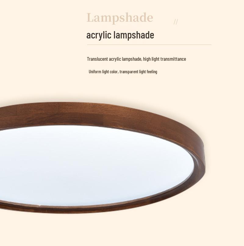 Modern Minimalist Walnut Ceiling Light - Solid Wood for Living Room, Bedroom, Dining Room, and Study
