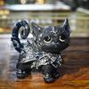 Mystical Black Cat Statue Halloween Decoration Elegant Accented Kitten Sculpture Intricate Gothic Home Decor Enchanting Figurine