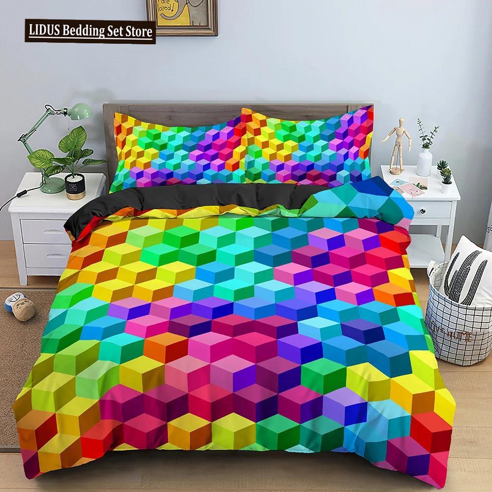 Toy Print Sengesett Dot Building Blocks Dynetrekk Barn Gutte Sengetrekk Fargerike Murstein Spill Sengetøy Dynetrekk sett
