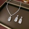 Set Fashion Trend: Zircon Earrings & Square Necklace Jewelry