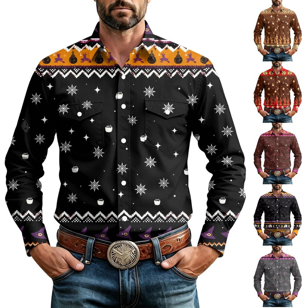 Men's Long Sleeve Shirt Cardigan with Two Pockets