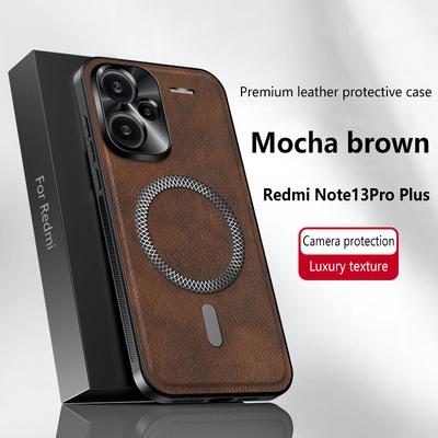 Para Redmi Note 13 Pro+ Pro Plus Funda Magnética Elegante Cuero Resistente al Desgaste Lente Totalmente Cubierta Agarre Antideslizante Cubierta de Borde Carcasa