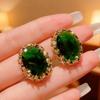 2025 Vintage French Green Stud Earrings: Elegant, Niche Hong Kong Style Dangle