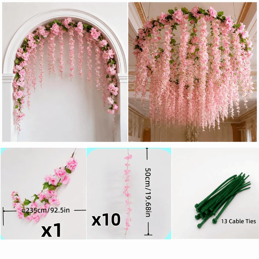 Cherry Flower Artificial Wisteria Flower Vine Multicolor Faux Flower Vine  Party Ornaments
