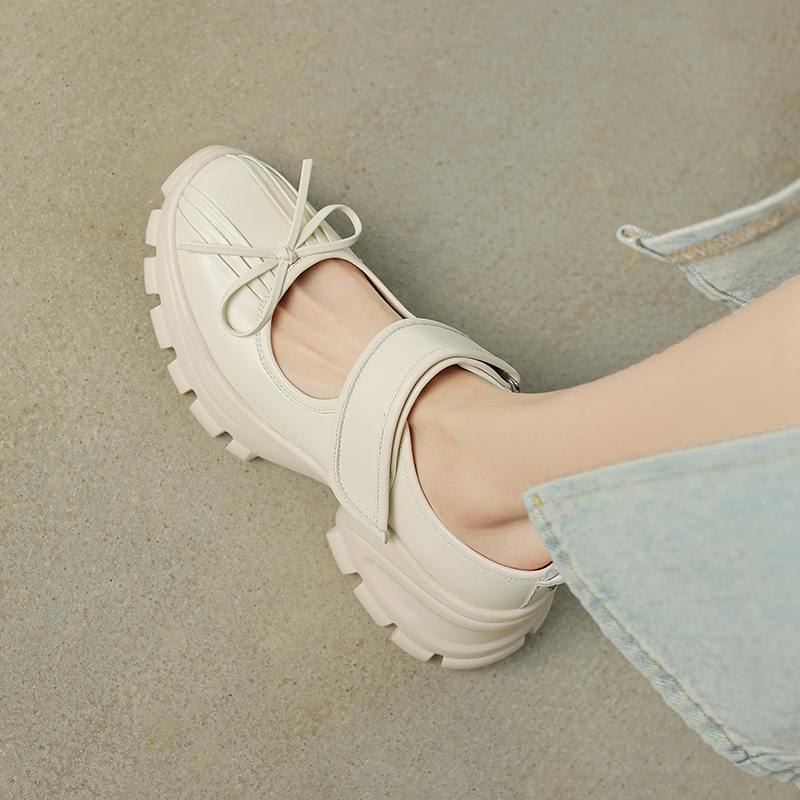 Krazing Pot Sheepskin Spring Autumn Summer Sneakers Platform Lace Up Silver Color Butterfly-knot Thick Bottom Women Fashion Shoes