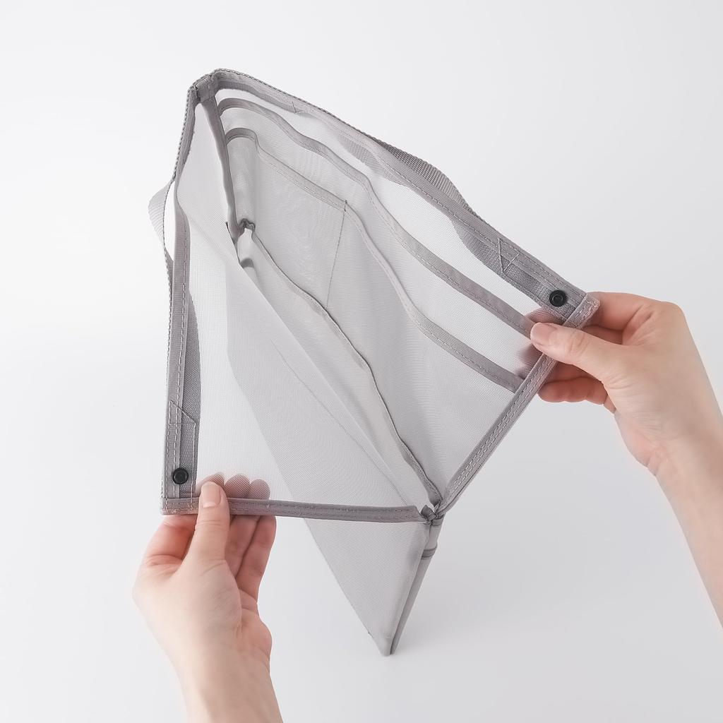 MUJI Nylon Mesh Portrait NDE01A1S Bag-in-Bag, Gray, A4, Type,