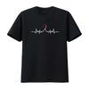 Minimalist Line Art Heartbeat ECG Red Ribbon AIDS Awareness Casual Print T Shirt Vintage Washed Designer Clothes Stylish