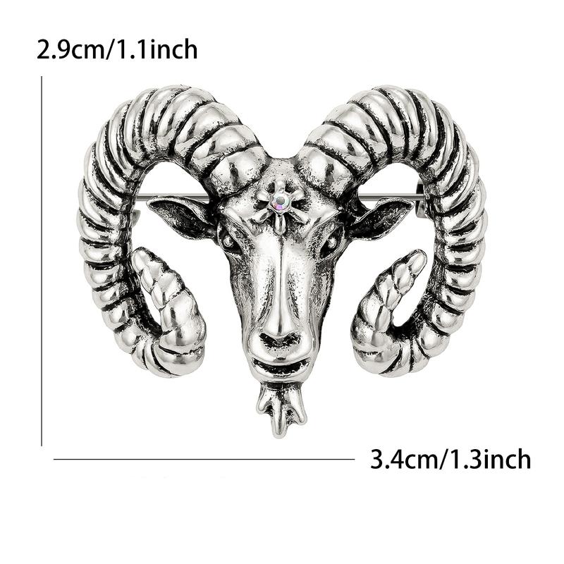 1Pc Vintage Metal Goat Head Brooch Classic Design Unisex Animal Lapel Pin for Holiday Wear Souvenir Gift Accessory