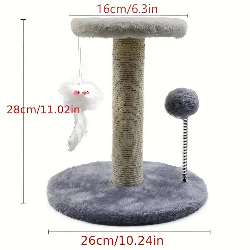 Sturdy Small Cat Tree with Scratching Column, Hanging Mouse and Spring Ball - Ideal Kitten Furniture