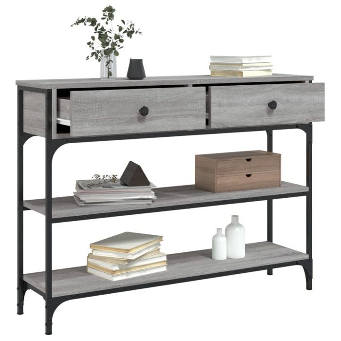 VidaXL Console Table Sonoma Grey 100x25x75 Cm Engineered Wood 834183