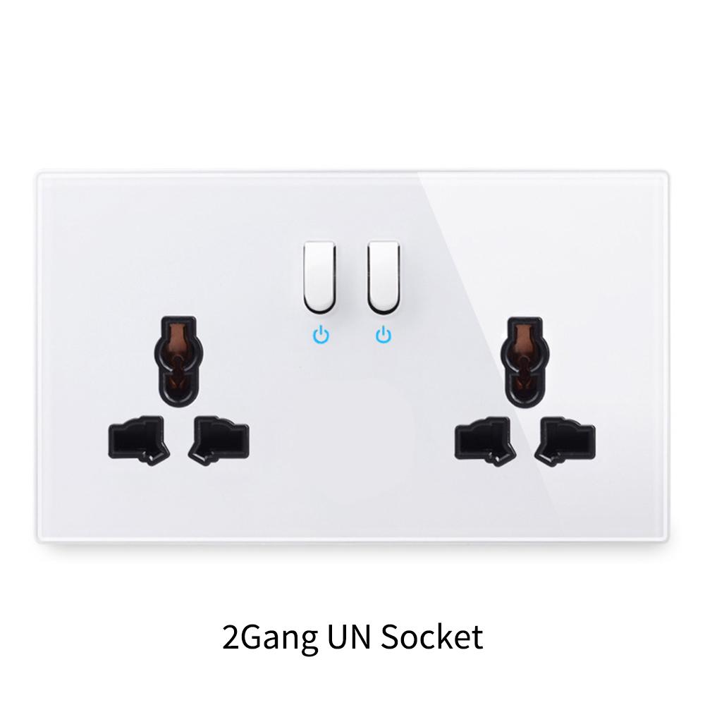 146 Piano Key Reset Switch Tempered Glass Panel 2Gang UN Multifunctional 3-hole Combination Office Hotel Home Villa Decoration