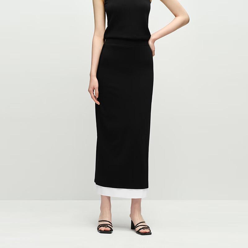 OVVOVV Color-Blocked Knit Midi Skirt L