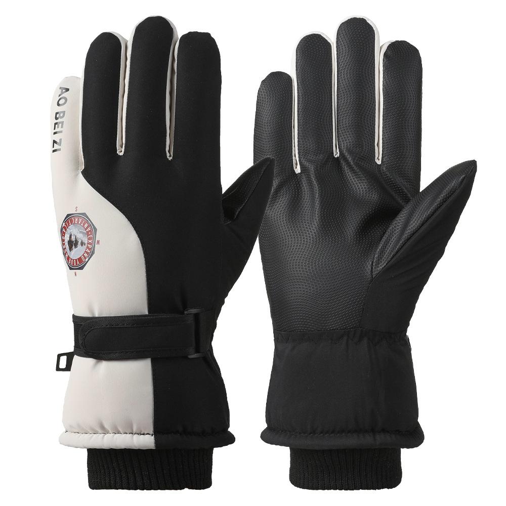 Ski Gloves for Men and Women Outdoor Winter Thickened Windproof Water Splashing Cold and Velvet Touch Screen Riding Warm Gloves
