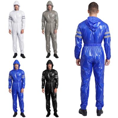 High Visibility Reflective Coveralls for Men S-3XL: Water Resistant Long Sleeves Hooded Jumpsuit with Front Zipper & Elastic Waist