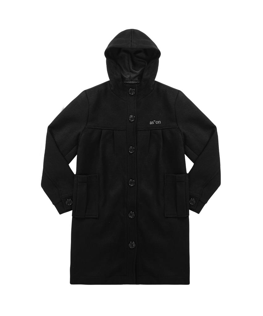 ASON Allo Hood Long Coat / Black