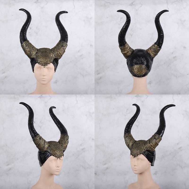 2024 New Golden Maleficent Horns Latex Mask For Halloween Cosplay And Carnival