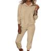 Women's Fashion Two-piece Solid Color Hooded Sweatshirt Trousers Casual Set