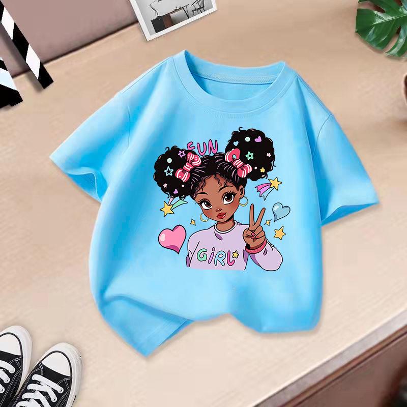 Girls' Cartoon Print Casual Round Neck Short-Sleeve T-Shirt - Summer Collection