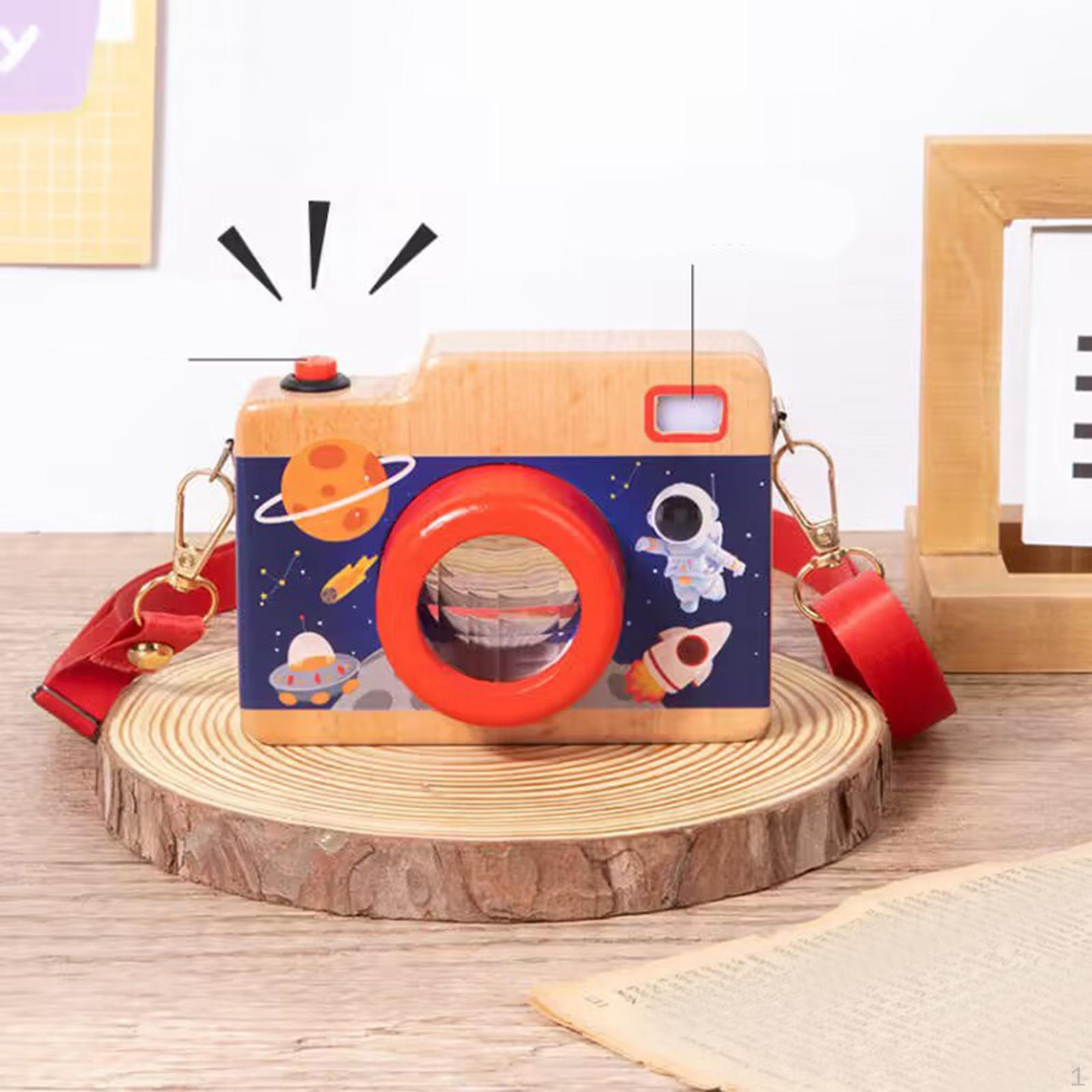 

Simulation Wood Camera Pretend Play Toy Creative LED Kids with Sound and Light for