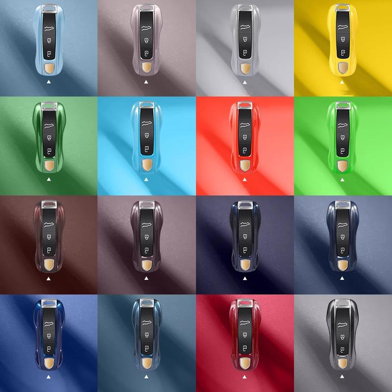 Car Key Paint Case Bordeaux Red Shell Replacement for Porsche Cayenne Mancan Panamera 911 718 Boxster Cayman Taycan 2010-2024