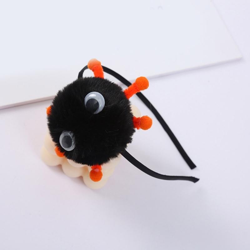 Punk Cool Mädchen Stirnband Haarspange Plüschkugelform Stereo Haarnadel Elastische Haarspange für Mädchen Halloween Haarstyling