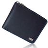 Genuine Round Zipper [FRANCK ROSSINI] Men's Bi-fold Wallet, Leather, (Black/Blue)
